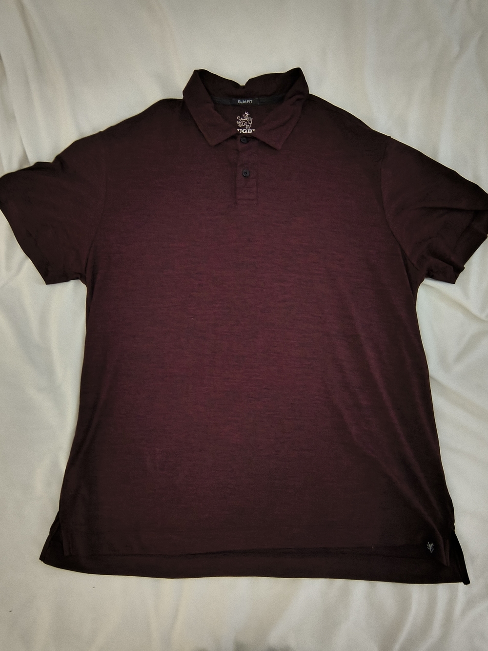 Men's Polo Shirt in Deep Burgundy - 2 Button Collar